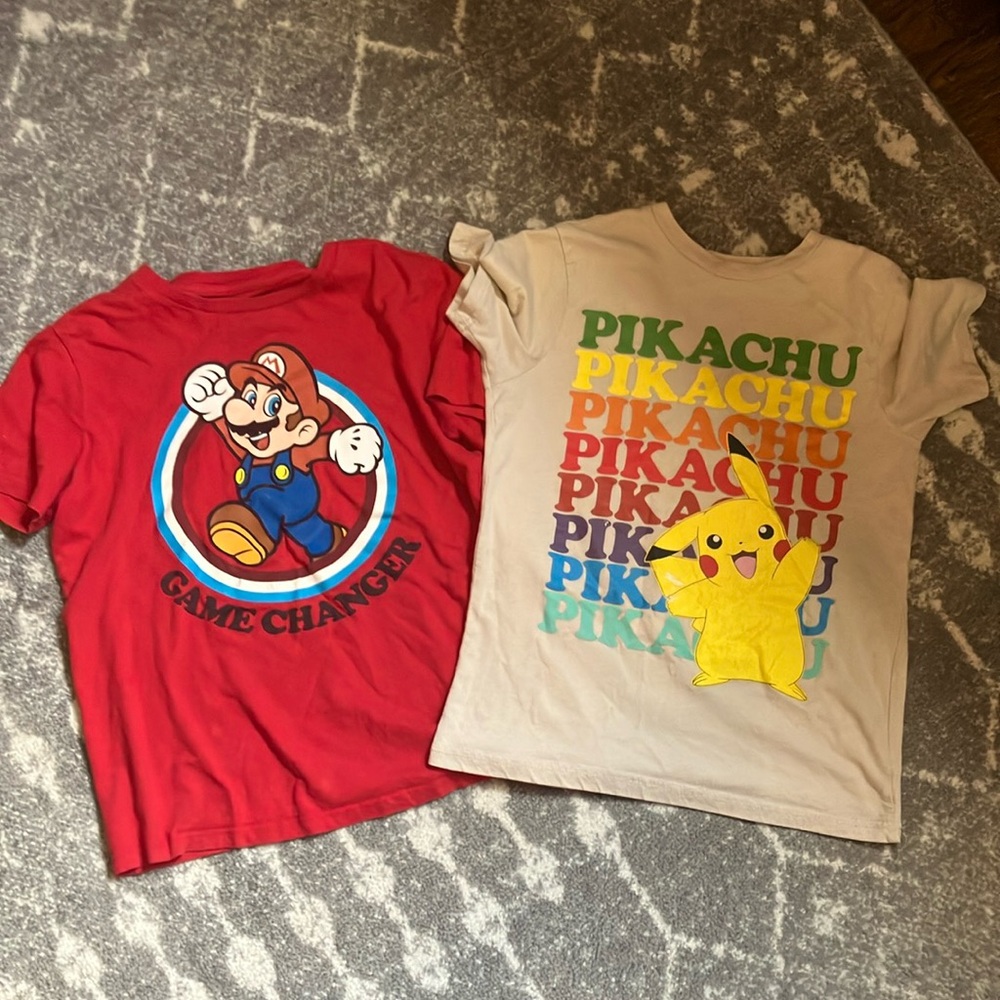 Super Mario Red Kids T-Shirt & Pokémon Shirt Bundle